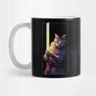 Fun Cat Print ~ AI Art ~ Fantasy Cat ~ Sci-fi Cat ~ Cats with Lightsabers Mug